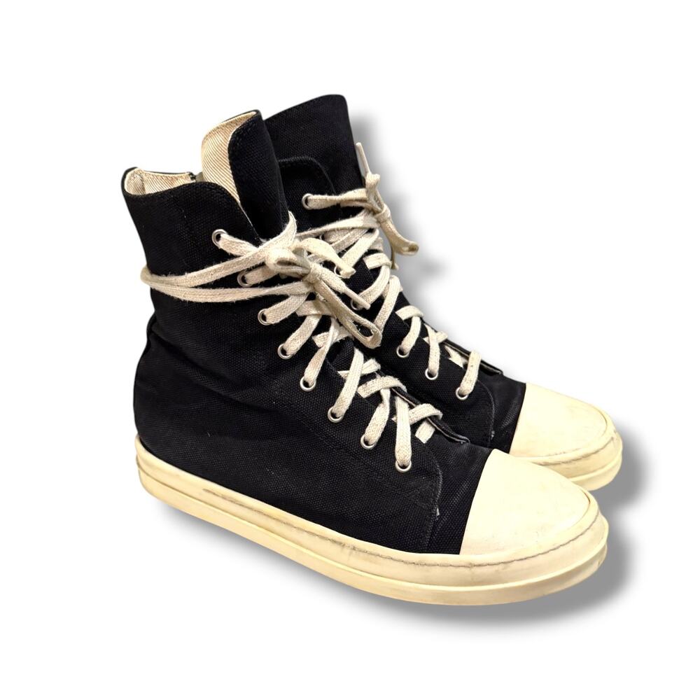 Rick Owens DRKSHDW Ramones High-Top Canvas Sneakers ‘Black’ | Size 45EU(12US)